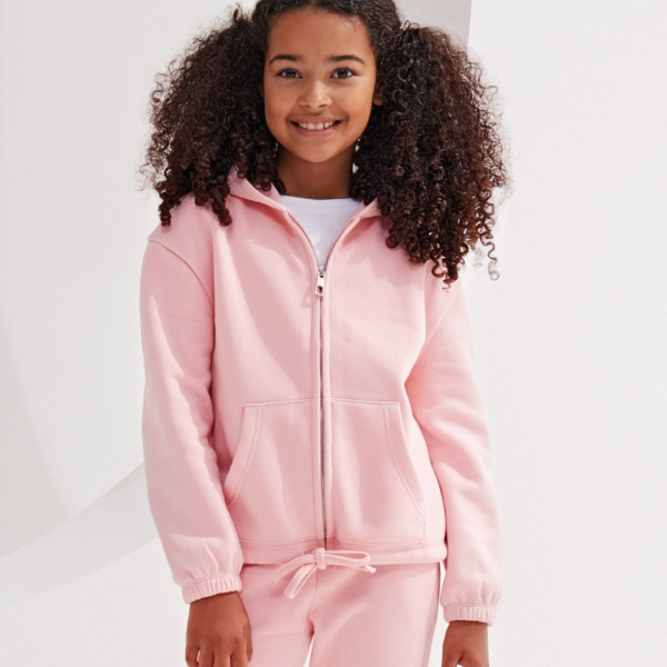 Kids TriDri® recycled cropped oversize full-zip hoodie Thumbnail