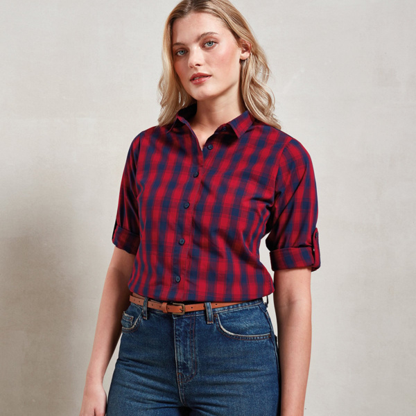 Women's Mulligan check cotton long sleeve shirt Thumbnail